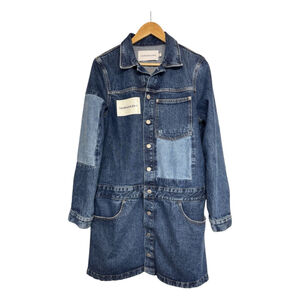 Minimalist Patchwork Denim Shirt Jacket Workwear Chore Coat Calvin Klein Jeans M